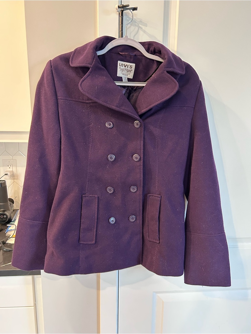 Levi’s Purple Peacoat Double Breasted Button Front Jacket Preppy Academia Coat